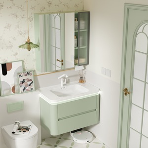 Fresh Green Bathroom Cabinet Smart Storage <b>Mirror</b> Cabinet White Sink Hanging Cabinet Body - Product Image 2