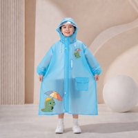 Imperméable pour enfants en EVA, motif dessin animé mignon (dinosaure, requin, chat), avec capuche semi-transparente, pour garçons et filles, pour le camping et les sorties