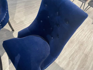 Sedie da Pranzo Moderne Economiche in Velluto <span class=keywords><strong>Blu</strong></span> Scuro con Schienale Anello Trapuntato e Bottoni - Product Image 4