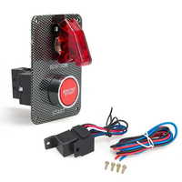 Panneau de commande d'allumage de course en fibre de carbone, interrupteur simple 12V avec LED rouge pour démarrage moteur de voiture de course