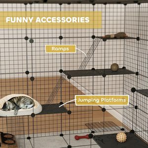 Gabbia per Gatti da Interno a 4 Livelli con Amaca, Recinto DIY per 1-3 Gatti, Prezzo di Fabbrica - Product Image 5
