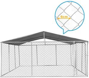 Grand enclos pour chien en métal galvanisé pour l'extérieur, cage robuste, parc pour animaux, clôture d'exercice avec toit/porte 3x3x2.3M - Product Image 1