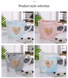 Tasse marbrée nordique en porcelaine moderne de 350ml avec logo personnalisé Ins Love-lovers Cup <span class=keywords><strong>Support</strong></span> de poignée pour boire 2pcs Set - Product Image 5
