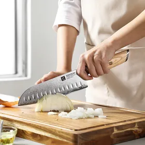 Xinzuo faca japonesa de 7 polegadas estilo 3 camadas, composto, aço inoxidável paquistanês, punho de madeira, cozinha santoku, presentes