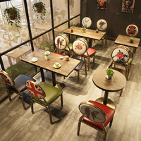 Tables et chaises de café intérieur de style vintage de luxe léger pour restaurant de restauration rapide, mobilier de café en gros, chaise en fer design à prix abordable