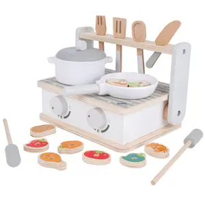 Commiki ชุดเครื่องครัวไม้ขนาดเล็กพกพาได้, ชุดเครื่องครัวของเล่นในครัวชุดทำอาหารสำหรับเด็กวัยหัดเดิน