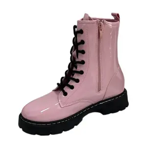 2023 Hochwertige leichte rutsch feste Leder rosa Frauen Martin Stiefeletten Schuhe