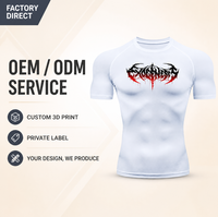 T-shirt de compression pour homme à imprimé 3D, séchage rapide, en polyester, pour le sport et la gym, avec logo métallique, manches courtes, anti-UV