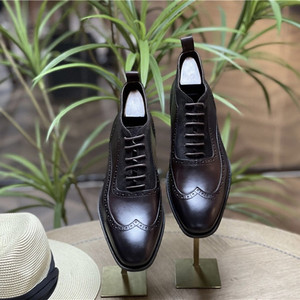 Bottines Chelsea en cuir véritable pour homme - Bottines anglaises, chaussures brogue montantes, cuir pleine fleur - Product Image 3