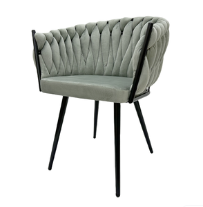 Silla de habitación moderna de nuevo diseño directo de fábricas tejidas de ratán Silla de terciopelo con patas de metal dorado - Product Image 4