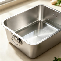Bac alimentaire professionnel en acier inoxydable 304, à poignée profonde, poli, compatible lave-vaisselle, pour restauration rapide, hôtellerie et traiteur