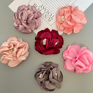 Accessoires en tissu, fleurs 3D en forme de rose, 7 cm, faits à la main, pour cheveux, chaussures, sacs, vêtements, décorations - Product Image 1
