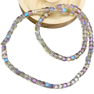 Collar de cuentas de cristal artificial con forma de cubo, geométrico, amarillo iridiscente, accesorio de joyería de moda para manualidades DIY, venta al por mayor - Product Image 5