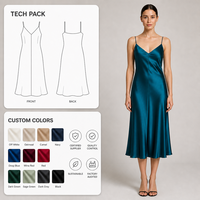 Robe mi-longue en satin bleu paon pour femme, col en V, fines bretelles, couture centrale sur le devant, ourlet évasé, robe de cocktail pour invitées de mariage, fournisseur