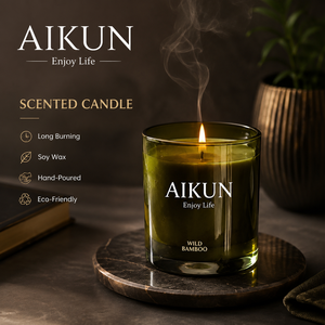 เทียนหอมอโรมาเธอราพี AIKUN ขายส่งแบบ OEM ผลิตตามสั่ง แบรนด์ส่วนตัว ชุดของขวัญแก้วเทียนไขถั่วเหลืองสุดหรู สำหรับใช้ในบาร์ หรือเทศกาล Diwali - Product Image 2