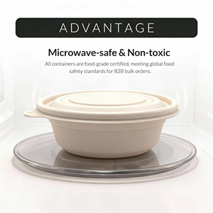 Contenants alimentaires biodégradables 280-500ml, à base d'amidon, compostables, jetables, étanches, compatibles micro-ondes, boîte à lunch haute résistance à l'huile - Product Image 4