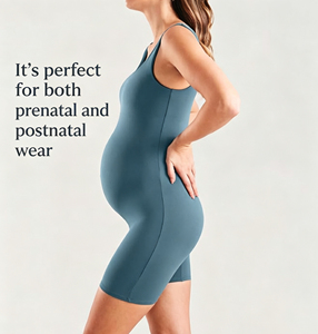 Mono de Yoga Premamá Transpirable Sin Costuras, Mono de Maternidad de Una Pieza con Cuello Cuadrado, Agradable al Tacto, para Todos los Trimestres - Product Image 4