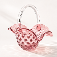 Panier à fruits en verre artisanal à motif goutte de pluie, avec poignée, bord ondulé, glaçure craquelée, non toxique. Élégant pour la table à manger, la décoration de la maison et les fêtes