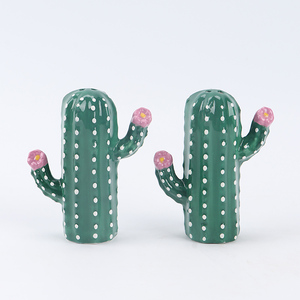 Salière et poivrière en céramique en forme de <span class=keywords><strong>cactus</strong></span>, vaisselle sur le thème du désert avec personnalisation complète - Product Image 1
