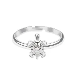 Japanese and Korean style Little Turtle Ring Silver Adjustable lovely animal ring woman