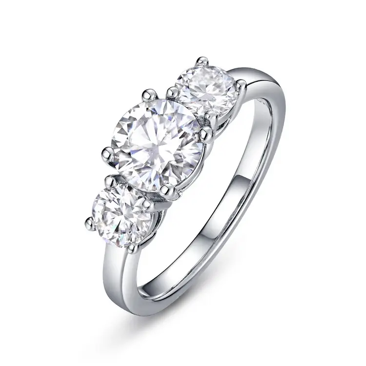 Grosir perhiasan VVS1 925 perak murni cincin pernikahan Lab berlian cincin Moissanite cincin pertunangan dapat ditumpuk untuk wanita