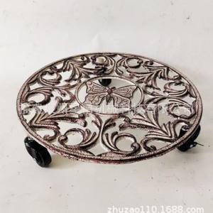 حامل زهور من الحديد العتيق من تشانتشو شيامن مع صينية قديمة وقاعدة وعجلة ضمان لمدة سنة واحدة صينية مياه بوعاء - Product Image 2