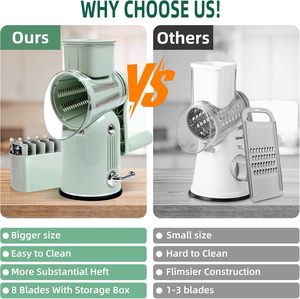 <b>Kitchen</b> <b>Tools</b> Plastic <b>Gadgets</b> Vegetable Cutter Potato Cutter Round Rotary Cheese Grater Multifunctional Machine Vegetable Slicer - Product Image 3