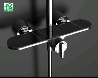 Robinet de douche thermostatique en or brossé mural pour salle de bain, vente en gros