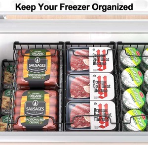 Newest 4Pack <strong>Stackable</strong> Deep Chest Freezer Organizer Bins Foldable <strong>Baskets</strong> with Handles Storage Container <strong>Baskets</strong> - Product Image 2