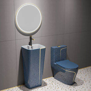 Articles sanitaires de luxe siphoniques pour salle de bain, toilettes de couleur noire et blanche, ensemble de toilette et d'évier en céramique, vente en gros - Product Image 6