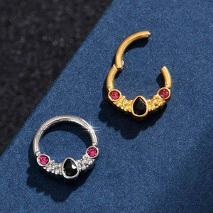 Anneau de nez en acier inoxydable 316L plaqué or avec zircon, anneau segmenté à charnière, clickers unisexes, bijoux de <span class=keywords><strong>piercing</strong></span> corporel pour mariage - Product Image 3