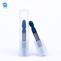 Pisau Frais Bola Berlapis Nano Biru HRC65 dari Pabrik Cina, 2/4 Mata Pisau, Karbida Padat untuk Baja Keras/Baja Tahan Karat