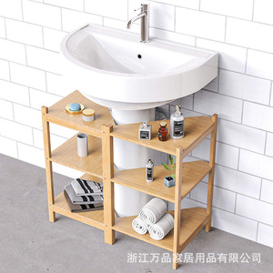3 Tier Bamboo <b>Corner</b> Shelf 40x34x60 Cm Freestanding <b>Storage</b> <b>Unit</b> For Kitchen Bathroom Living Room Bedroom - Product Image 3