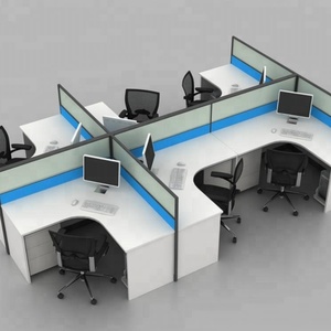 Cubículos de Oficina Modulares en Forma de L con 4 Asientos y Cristal para Call Center - Product Image 3