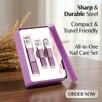 Magnifique et élégant coffret cadeau d'entreprise de voyage, lime à ongles nano, ensemble de manucure violet, kit de coupe-ongles 4 pièces