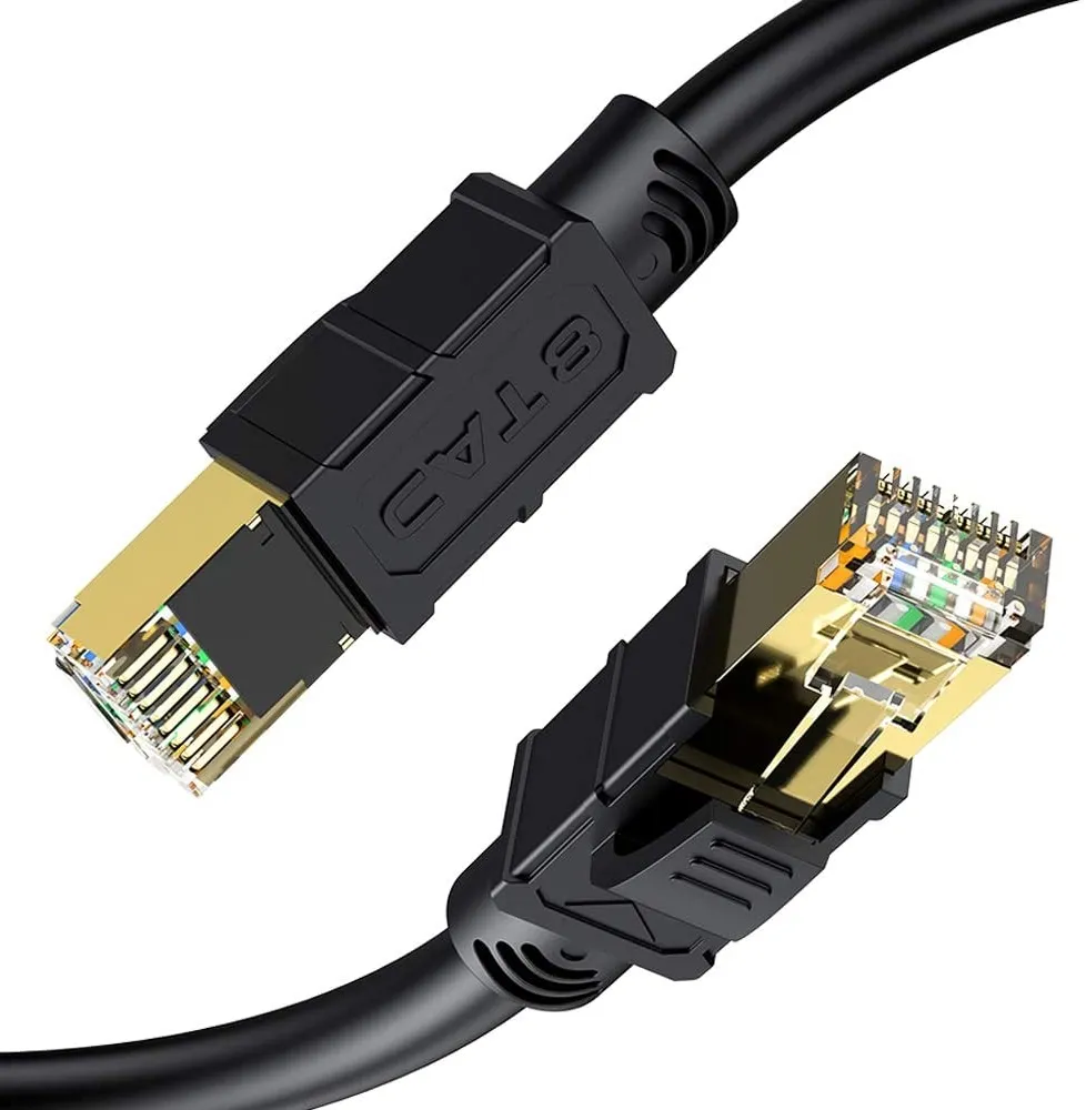 Hoge Kwaliteit Vergulde RJ45 Cat8 Sstp 26awg Bc 1M 3M Kat 8 Ethernet Kabel Kat 8