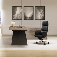 Chaise d'ordinateur en cuir PU de bureau exécutif contemporain chic chaise de salle de réunion noire à hauteur réglable et pivotante