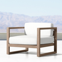 Ensemble de canapé d'extérieur en teck massif de qualité supérieure avec coussins imperméables et table basse, meubles de patio