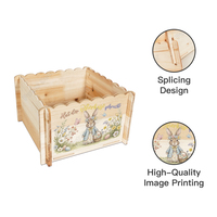 Panier de Pâques en bois personnalisé avec motif de bénédictions religieuses, panier de rangement chrétien, boîte en bois rustique