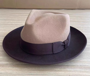 A111902 Chapeau haut de forme en feutre 100% laine de haute qualité, style Indiana Jones, Fedora, vente en gros pour événements professionnels, formels, à large bord, unisexe - Product Image 1