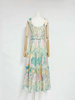 Robe florale gothique A12306 pour femme - Style européen et américain, col en V, bretelles fendues, style Spicy Girl, en velours côtelé
