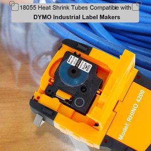 Tương Thích 1/2 Inch X 5 Ft Trắng/Đen <span class=keywords><strong>Dymo</strong></span> 18055 Tê Hâm Nhiệt Thu Nhỏ Ống Công Nghiệp Nhãn Băng Cho Công Nghiệp Rhino Nhãn Nhà Sản Xuất - Product Image 2