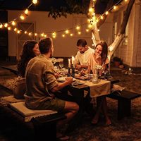 Nouvelles guirlandes solaires ST38, ampoule E12, IP65, étanches, lumières de jardin d'extérieur, patio, charge USB, télécommande