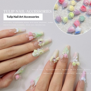 50 Piezas de Adornos de Resina para Uñas con Forma de Tulipán, Decoraciones Coloridas de Macaron para Manicura - Product Image 4