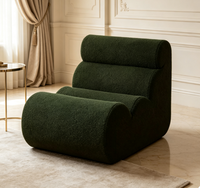 Fauteuil lounge individuel vert foncé de style italien minimaliste, canapé modulaire moderne en tissu velours pour usage hôtelier, contemporain