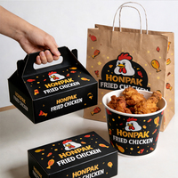 Caja de Embalaje de Papel Kraft Autoensamblable para Pollo Frito Personalizado |   Empaque de Regalo de Grado Alimenticio con Logotipo a Cuatro Colores y Recubrimiento UV |   OEM