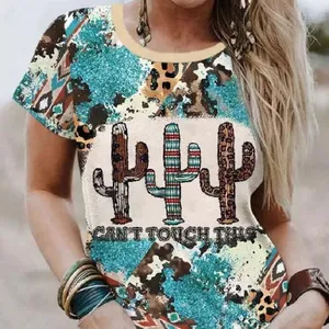 2024 yeni yaz Bohemian Tee sevimli Cowgirl ülke batı Vintage T Shirt Tops