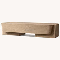 Ferly 2024 nouvelle table basse carrée sculptée en bois de chêne massif rustique du milieu du siècle pour le salon
