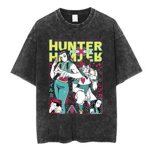 Camiseta Retro de Algodón Lavado con Cuello Redondo y Estampado en Caliente de Anime Hunter X Hunter Hisoka <span class=keywords><strong>Chrollo</strong></span> Spider Phantom Theater, Manga Corta - Product Image 3