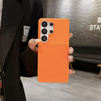 Étui de téléphone antichoc en cuir PU texturé litchi métallique effet PC de luxe pour S26 S25 S24 S23 Ultra